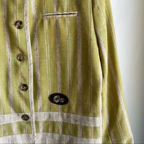 Vintage 3-piece Skirt Suit Set Jacket Vest Linen Silk Blend Medium Work Mini EUC - Picture 7 of 14